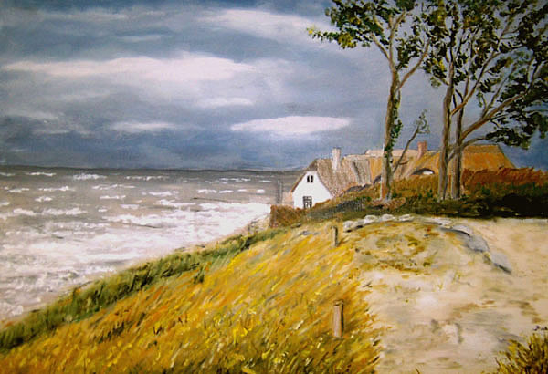Ahrenshoop, Haus an der Steilküste, gemalt