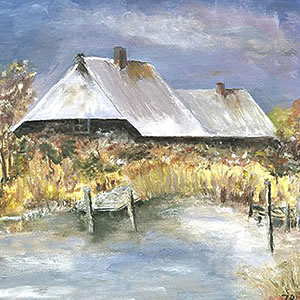 Bauernhof im Winter.