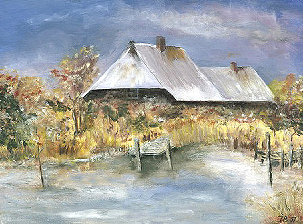Bauernhof im Winter.