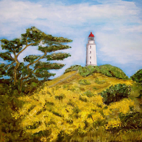 Leuchtturm auf der Insel Hiddensee, gemalt
