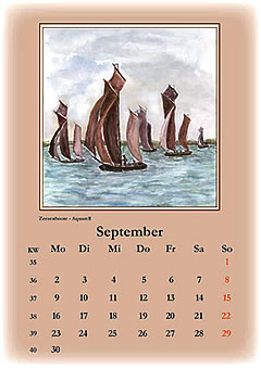September 2013 Zeesboote auf dem Bodden, gemalt
