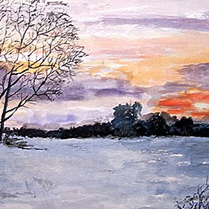 Winterabend, gemalt