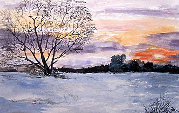 Winterabend, gemalt